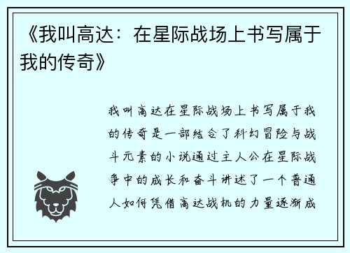 《我叫高达：在星际战场上书写属于我的传奇》